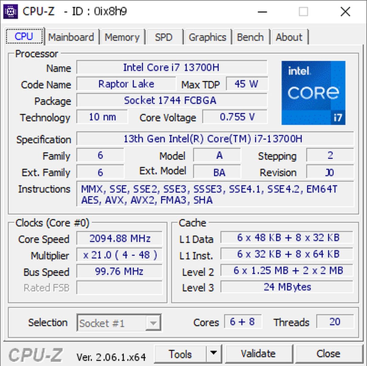 Процессор Intel Core i7-13700H