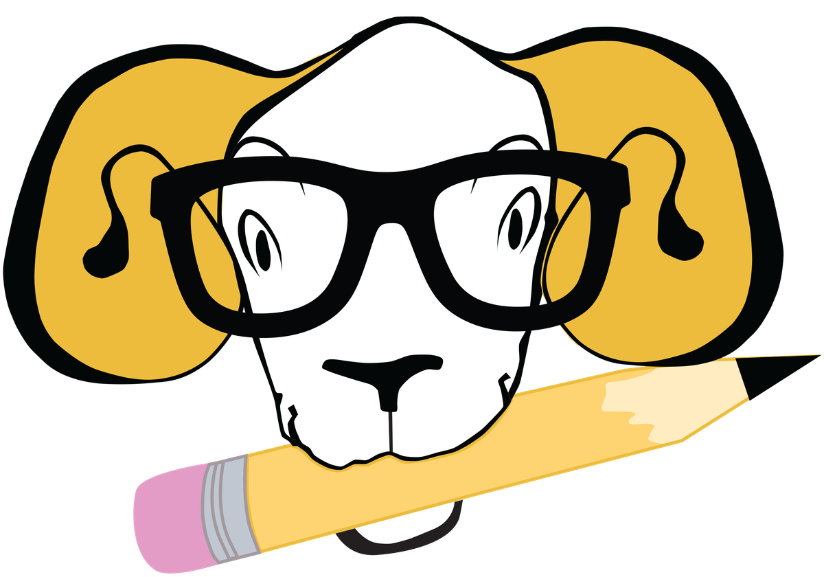 Карикатурный баран, держащий карандаш во рту