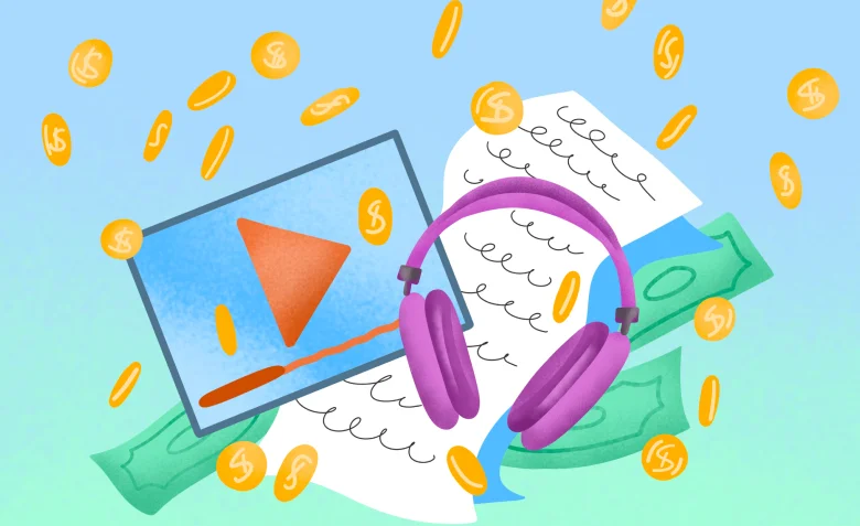 Инфографика по монетизации подкастов и контента через рекламу, подписки и донаты