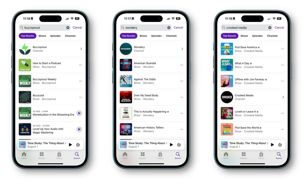 Результаты поиска в Apple Podcasts