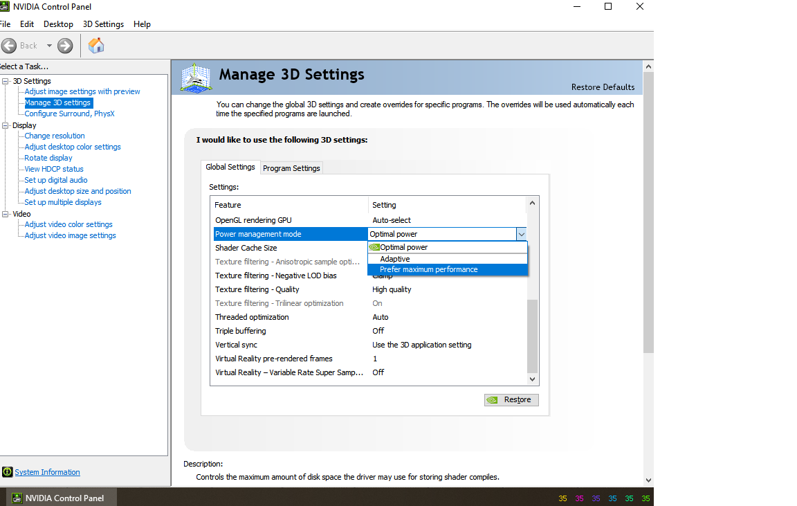 Настройка максимальной производительности NVIDIA