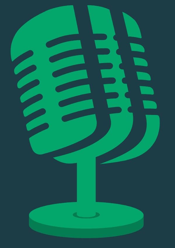 Изображение зеленого микрофона - символ подкастинга Изображение зеленого микрофона - символ подкастинга