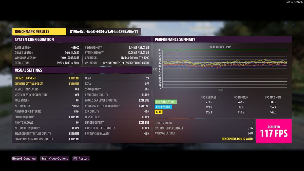 Скриншот Forza Horizon 5 для анализа производительности RTX 3060