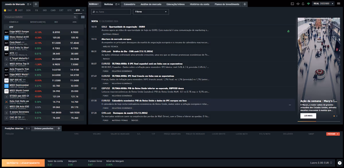 Скриншот платформы XTB xStation для торговли ETF