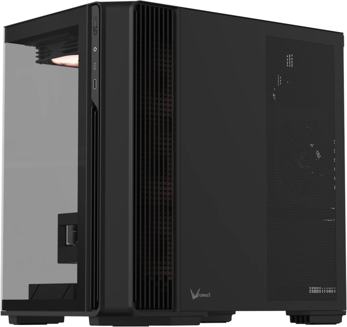 Внутренняя компоновка Formula Crystal Z7 с двух задними вентиляторами и наклонным кронштейном для охлаждения GPU вроде RTX 3080 Ti