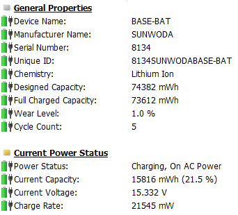 Информация о батарее Honor MagicBook X16 Plus