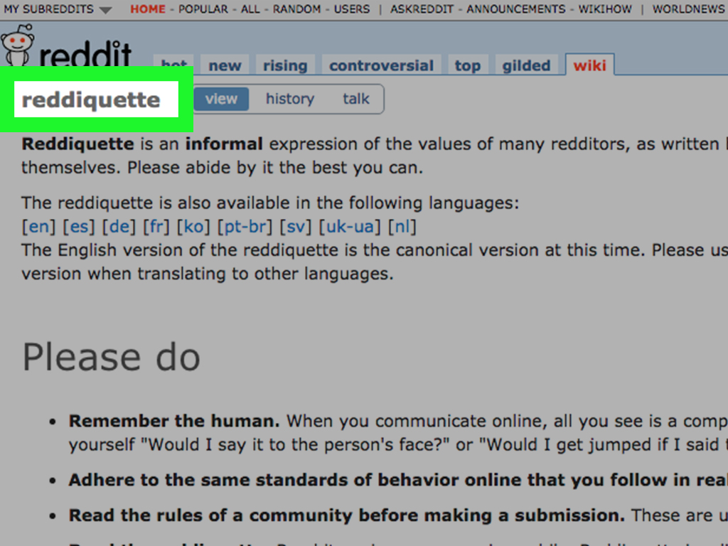 Иллюстрация правил этикета на Reddit для успешных постов