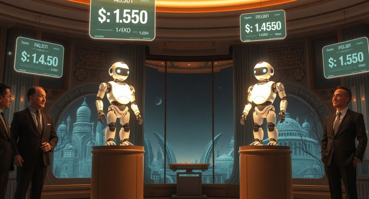 Иллюстрация стратегии двойной цены акций в AI-стартапах: разные уровни оценки для ведущих венчурных инвесторов (низкая цена) и последующих (высокая цена), с графиком valuation tiers