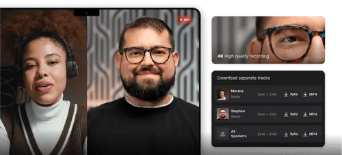 Интерфейс записи подкастов в Riverside