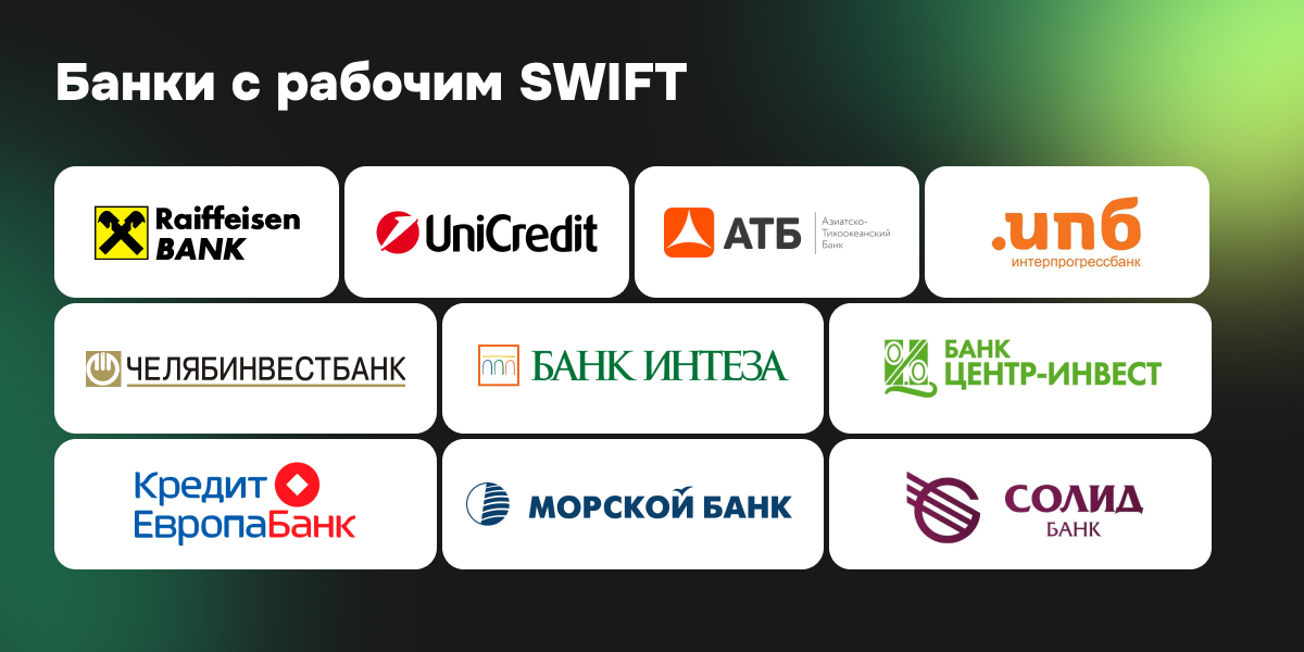 Банки с рабочим SWIFT в Армении, Казахстане, ОАЭ